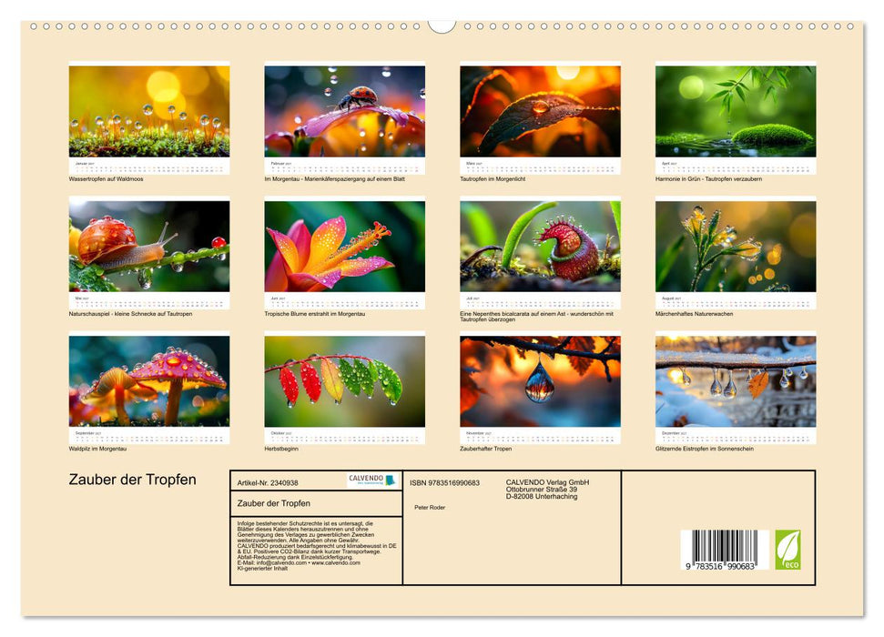 Zauber der Tropfen (CALVENDO Premium Wandkalender 2027)