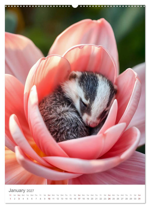 Forest babies asleep in flowers (CALVENDO Premium-Calendar 2027)