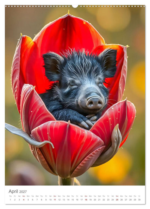 Forest babies asleep in flowers (CALVENDO Premium-Calendar 2027)