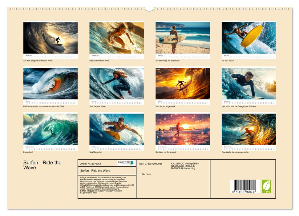 Surfen - Ride the Wave (CALVENDO Premium Wandkalender 2027)