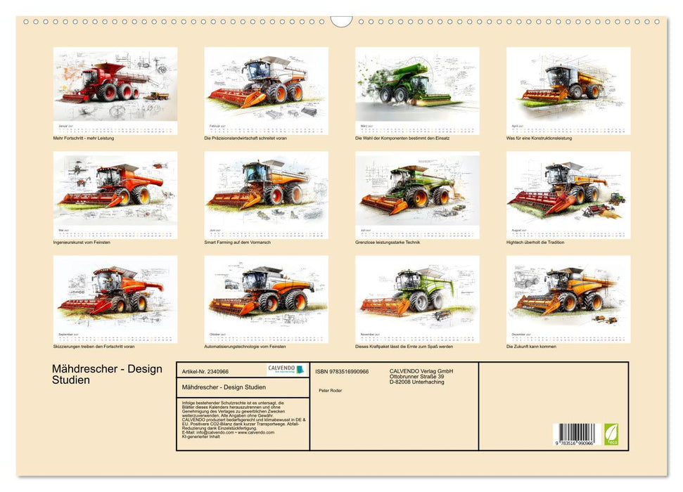 Mähdrescher - Design Studien (CALVENDO Wandkalender 2027)