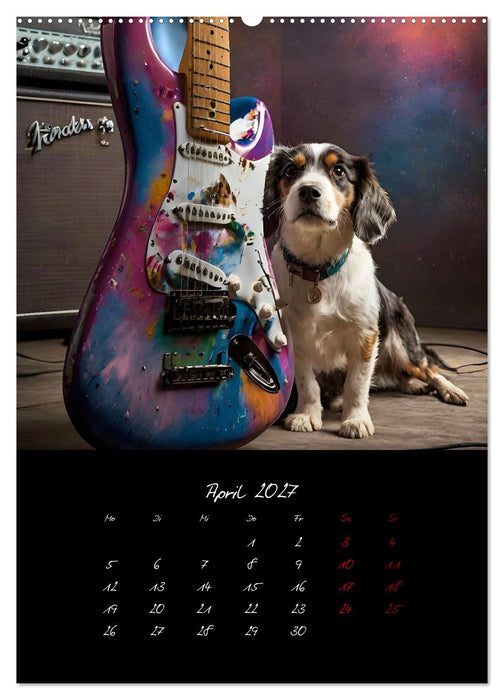 Gitarren und Hunde mit Herz (CALVENDO Wandkalender 2027)