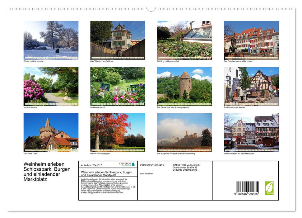 Weinheim erleben Schlosspark, Burgen und einladender Marktplatz (CALVENDO Premium Wandkalender 2027)