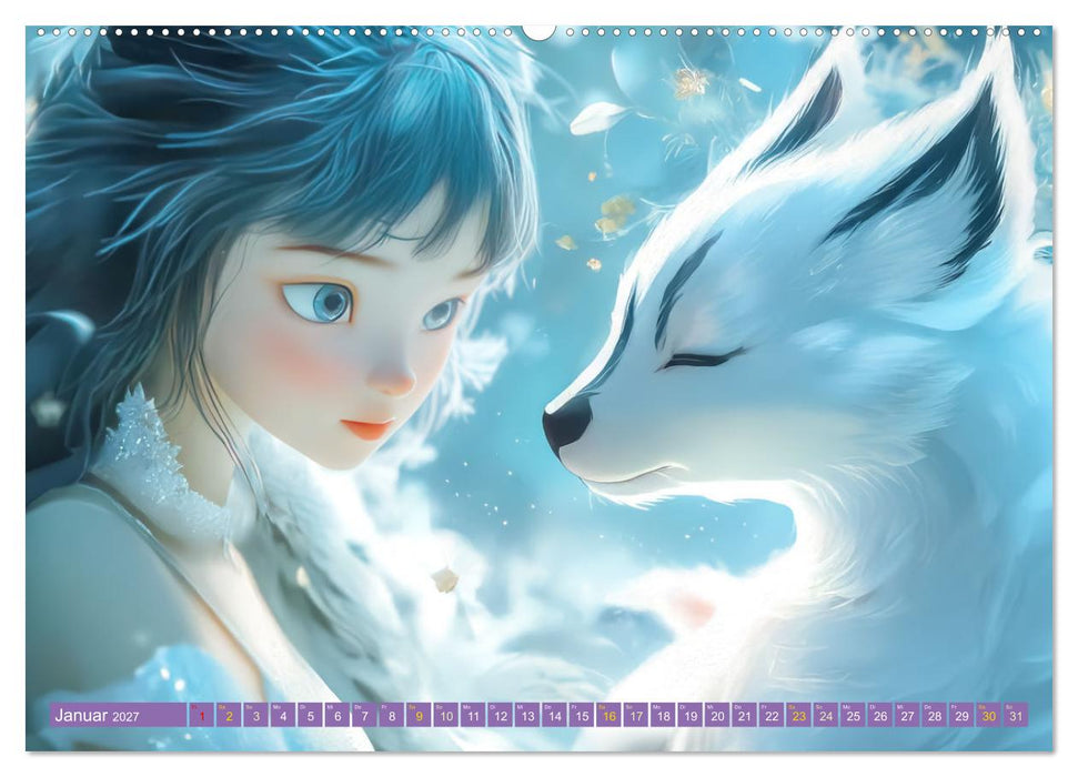 Winterliche Fantasie Animé (CALVENDO Wandkalender 2027)