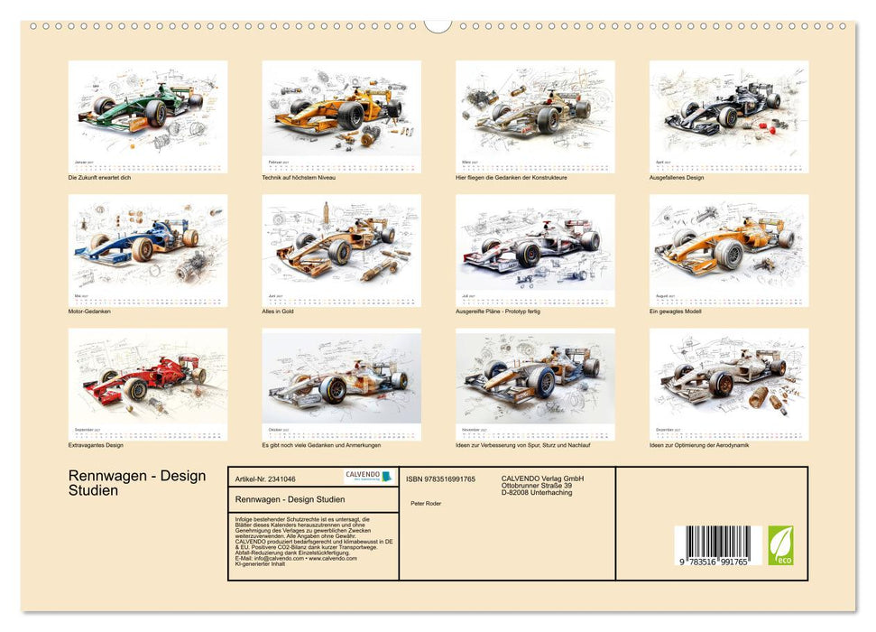 Rennwagen - Design Studien (CALVENDO Premium Wandkalender 2027)