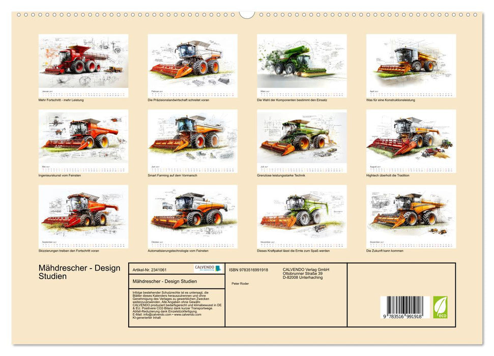 Mähdrescher - Design Studien (CALVENDO Premium Wandkalender 2027)
