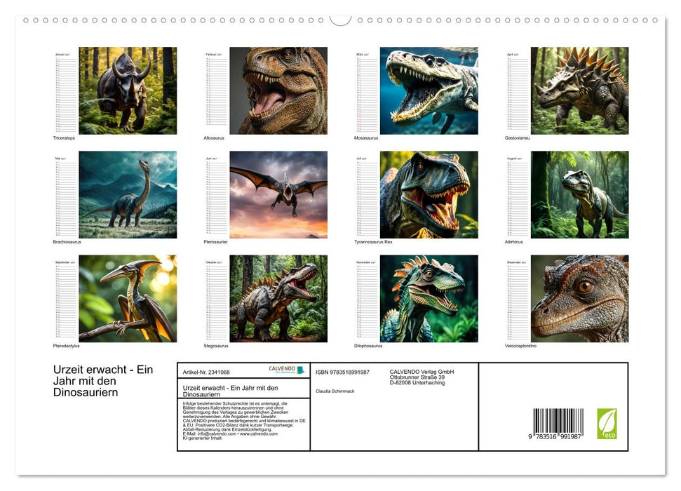 Urzeit erwacht - Ein Jahr mit den Dinosauriern (CALVENDO Premium Wandkalender 2027)