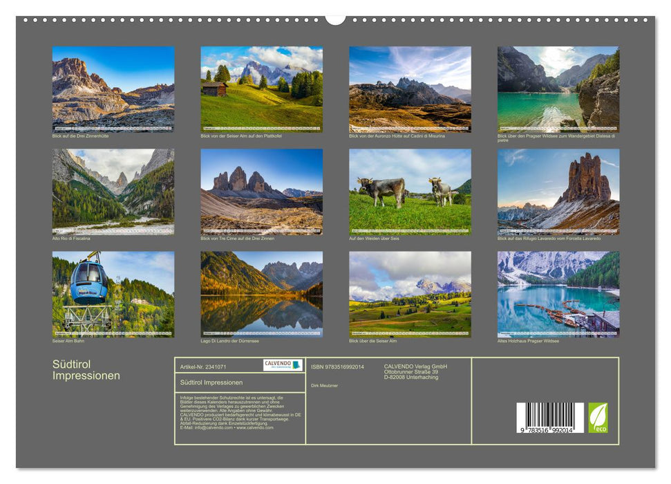 Südtirol Impressionen (CALVENDO Premium Wandkalender 2027)