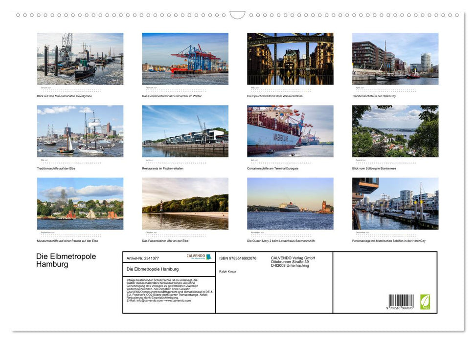 Die Elbmetropole Hamburg (CALVENDO Wandkalender 2027)