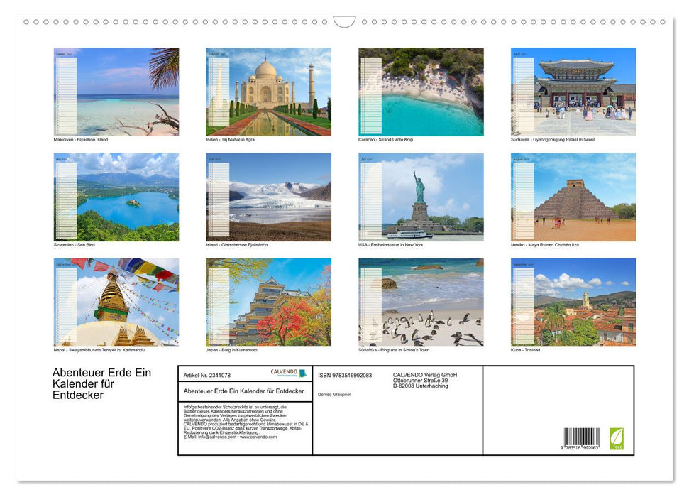 Abenteuer Erde Ein Kalender für Entdecker (CALVENDO Wandkalender 2027)