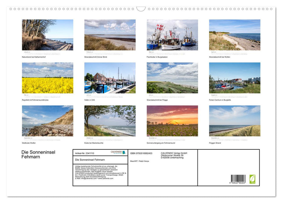 Die Sonneninsel Fehmarn (CALVENDO Wandkalender 2027)