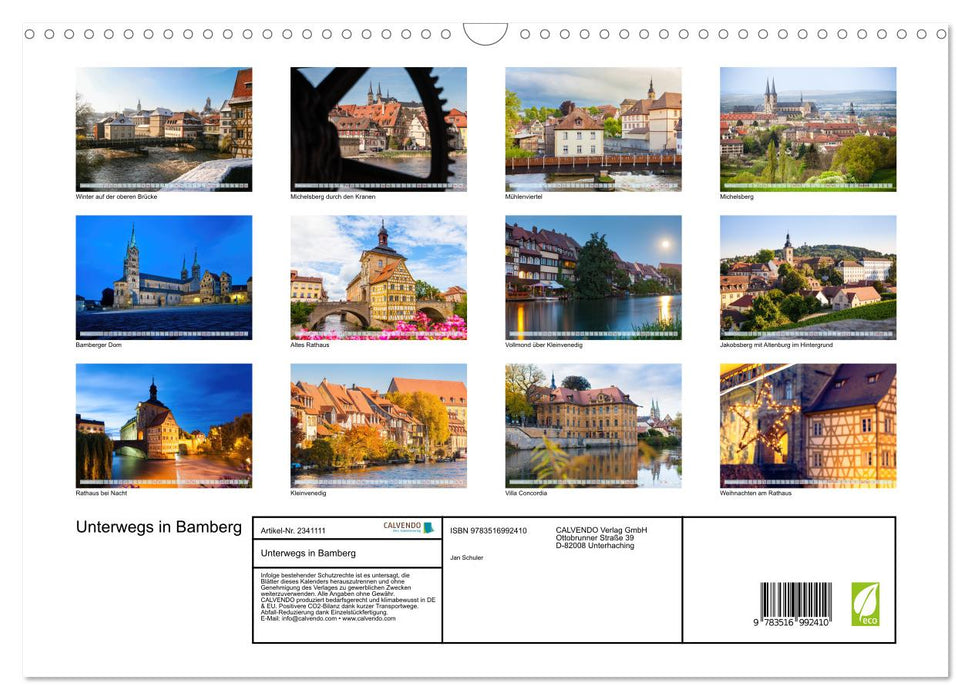 Unterwegs in Bamberg (CALVENDO Wandkalender 2027)