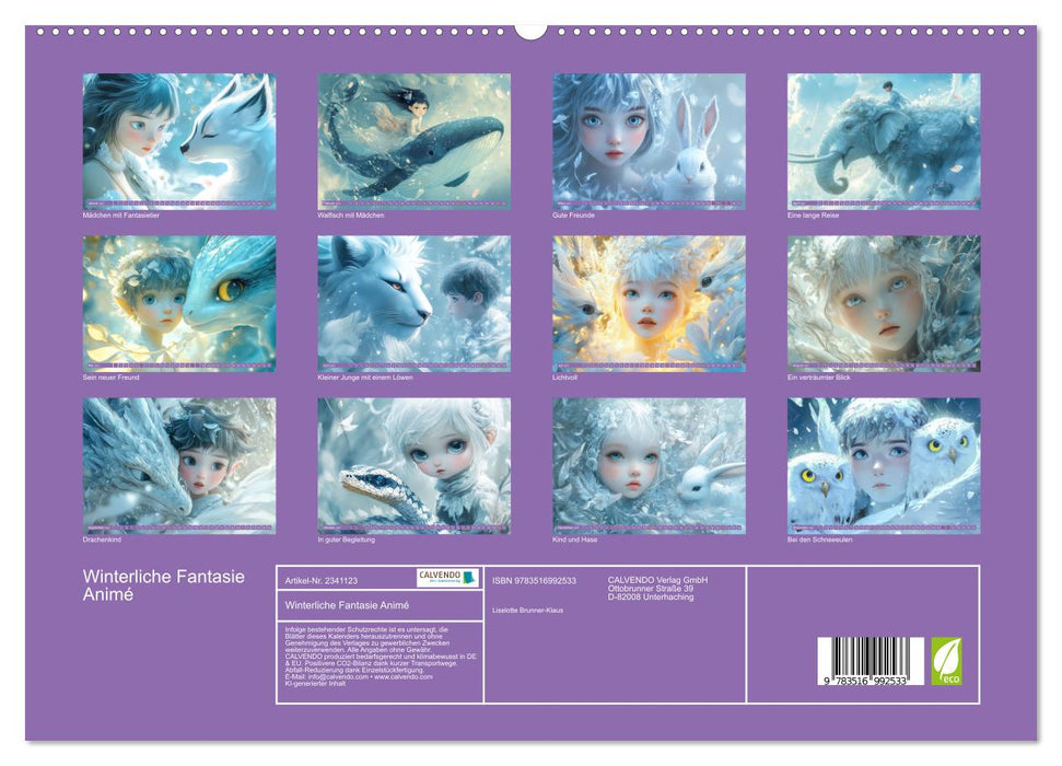 Winterliche Fantasie Animé (CALVENDO Premium Wandkalender 2027)