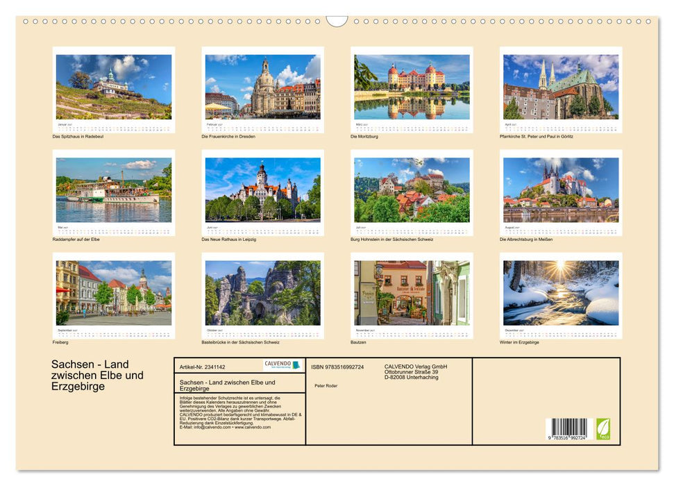 Sachsen - Land zwischen Elbe und Erzgebirge (CALVENDO Wandkalender 2027)