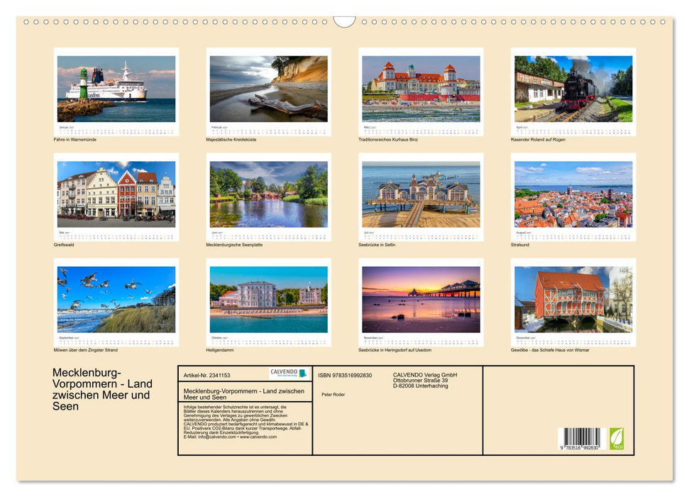 Mecklenburg-Vorpommern - Land zwischen Meer und Seen (CALVENDO Wandkalender 2027)