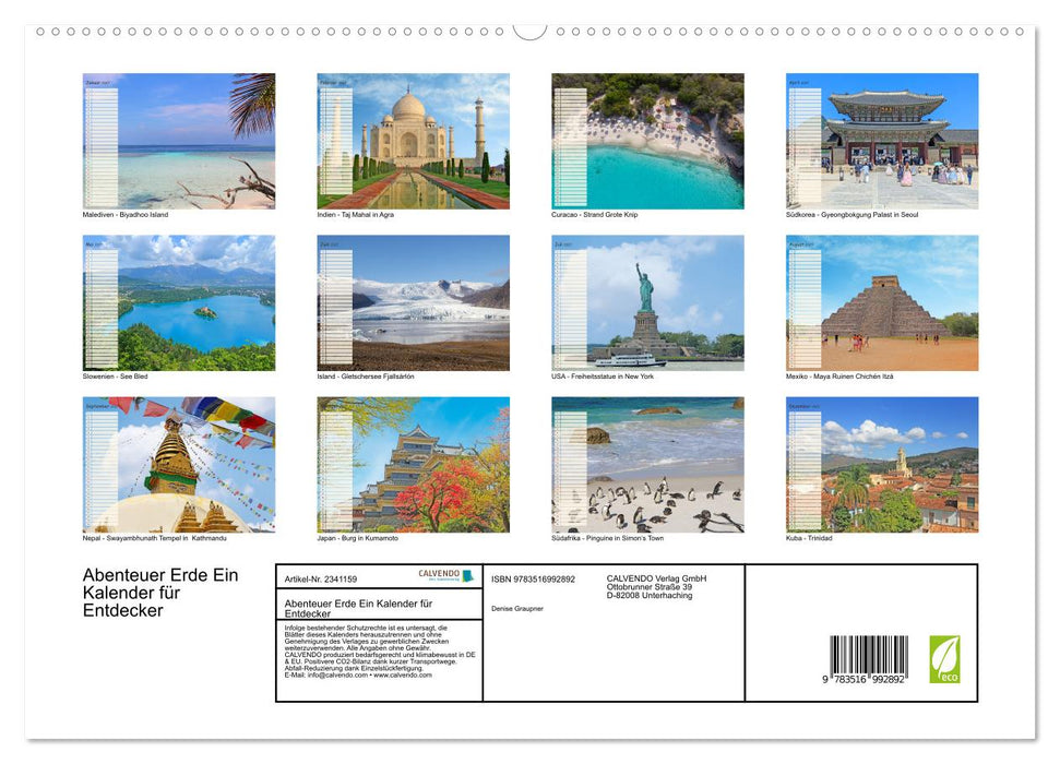 Abenteuer Erde Ein Kalender für Entdecker (CALVENDO Premium Wandkalender 2027)