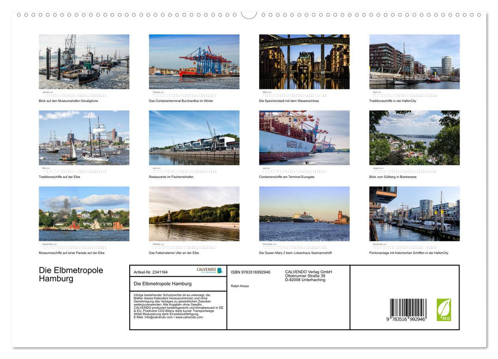 Die Elbmetropole Hamburg (CALVENDO Premium Wandkalender 2027)