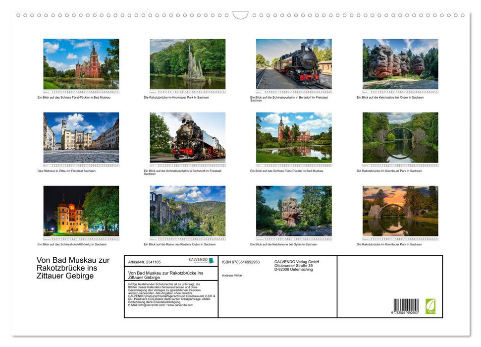 Von Bad Muskau zur Rakotzbrücke ins Zittauer Gebirge (CALVENDO Wandkalender 2027)