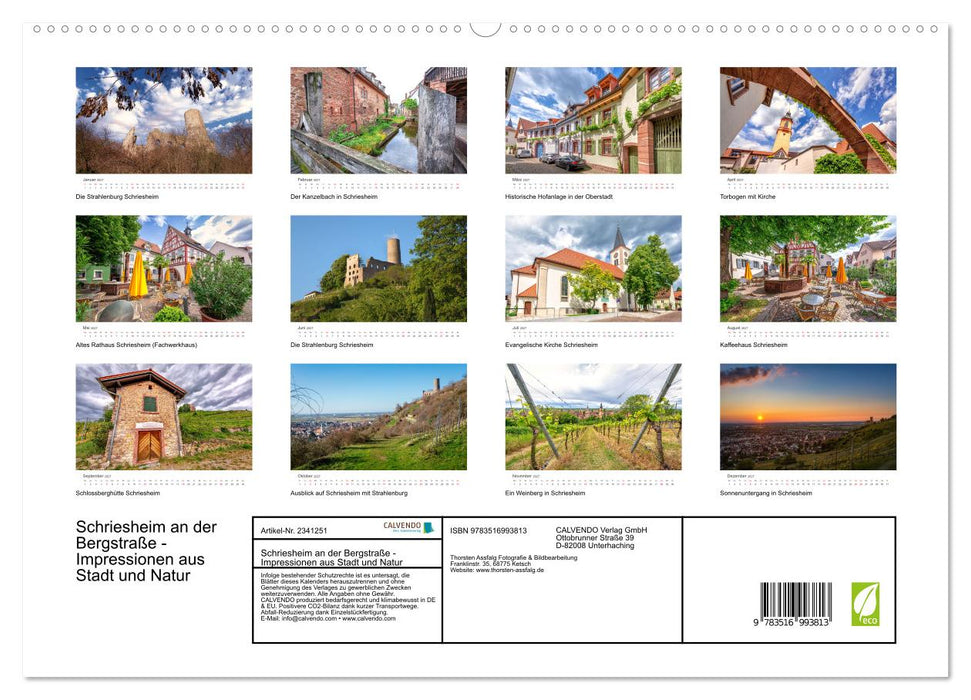 Schriesheim an der Bergstraße - Impressionen aus Stadt und Natur (CALVENDO Premium Wandkalender 2027)