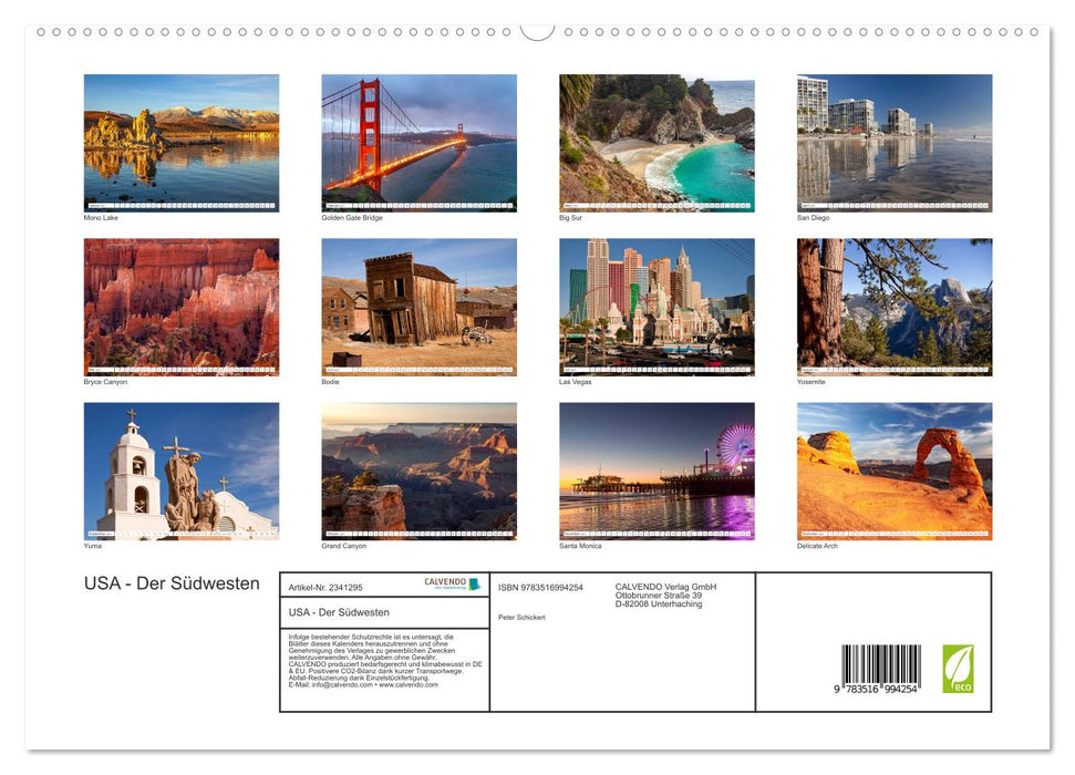 USA - Der Südwesten (CALVENDO Premium Wandkalender 2027)