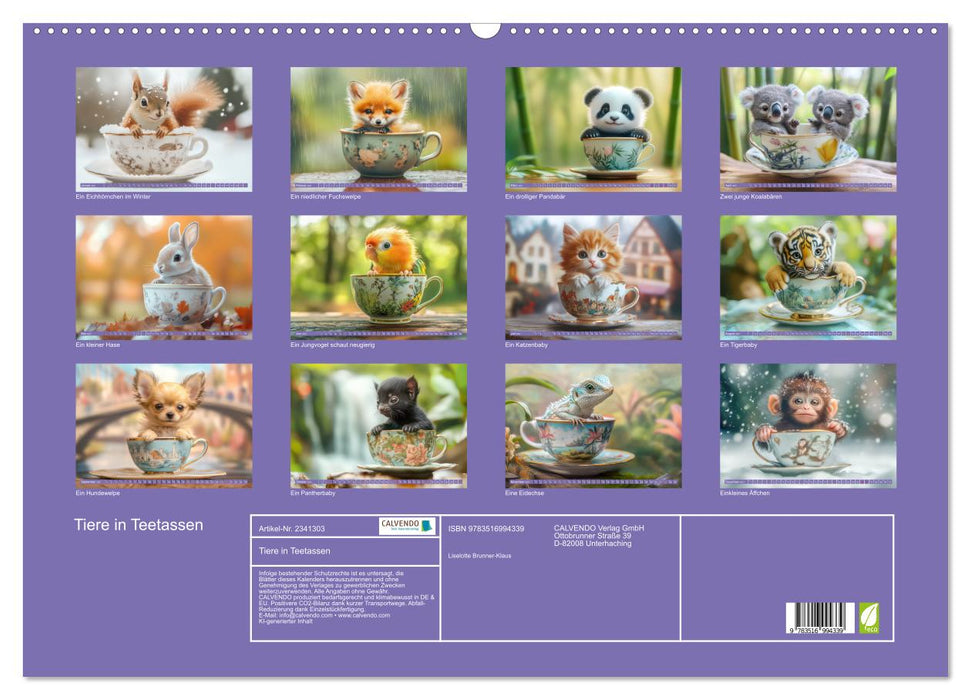 Tiere in Teetassen (CALVENDO Wandkalender 2027)