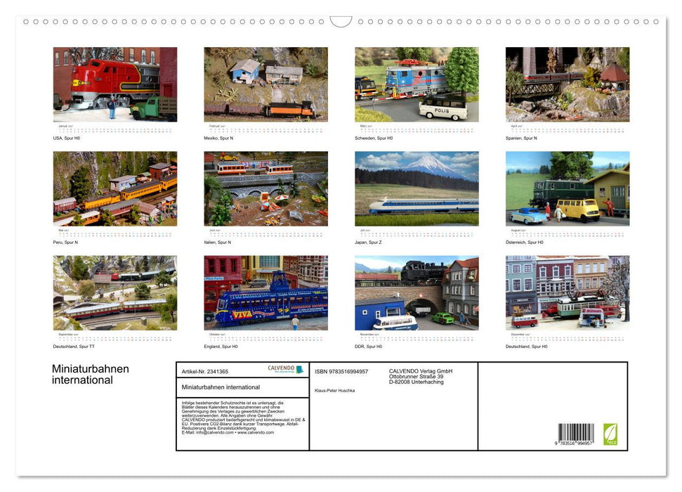 Miniaturbahnen international (CALVENDO Wandkalender 2027)