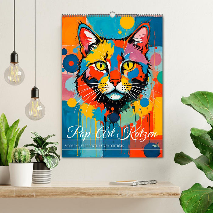 Pop-Art Katzen - Moderne, verrückte Katzenporträts (CALVENDO Wandkalender 2027)