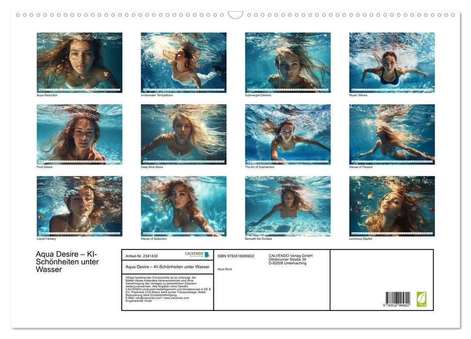 Aqua Desire – KI-Schönheiten unter Wasser (CALVENDO Wandkalender 2027)