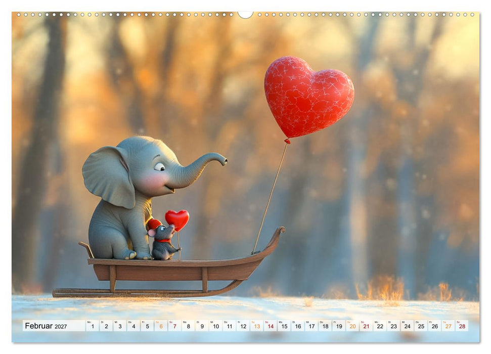Der rote Luftballon - Elefant und Maus zeigen Dir das Jahr (CALVENDO Wandkalender 2027)