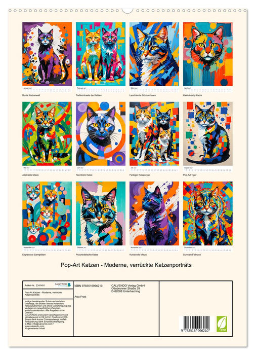 Pop-Art Katzen - Moderne, verrückte Katzenporträts (CALVENDO Premium Wandkalender 2027)