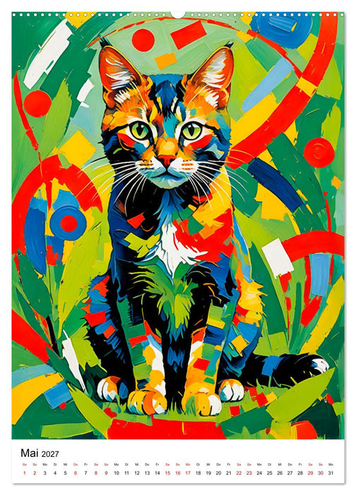 Pop-Art Katzen - Moderne, verrückte Katzenporträts (CALVENDO Premium Wandkalender 2027)