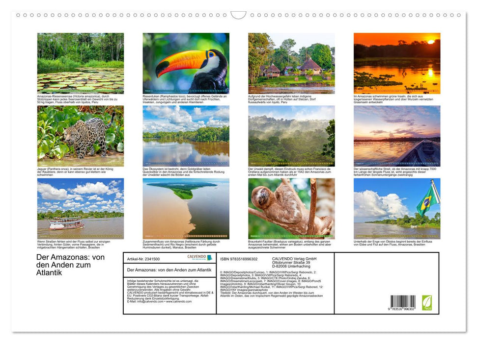 Der Amazonas: von den Anden zum Atlantik (CALVENDO Wandkalender 2027)