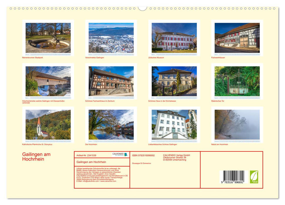 Gailingen am Hochrhein (CALVENDO Premium Wandkalender 2027)