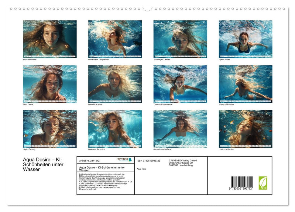 Aqua Desire – KI-Schönheiten unter Wasser (CALVENDO Premium Wandkalender 2027)