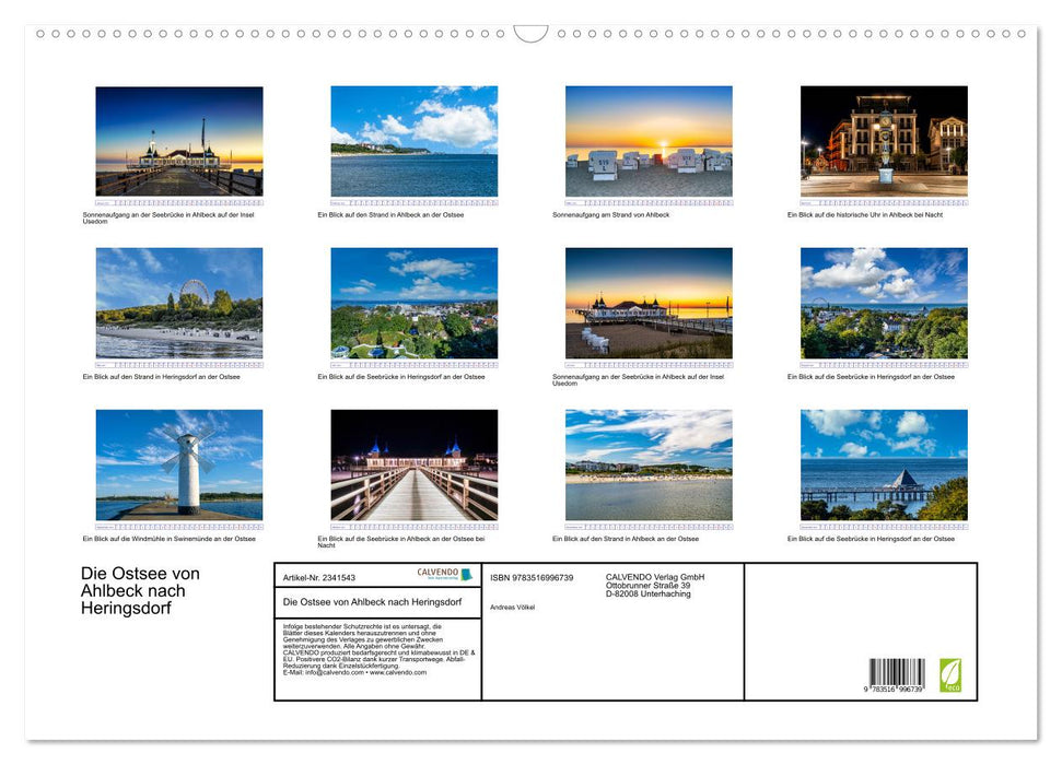 Die Ostsee von Ahlbeck nach Heringsdorf (CALVENDO Wandkalender 2027)