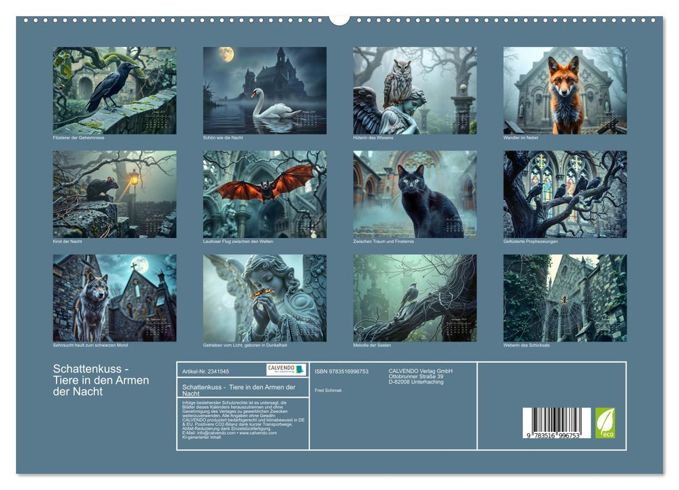 Schattenkuss - Tiere in den Armen der Nacht (CALVENDO Premium Wandkalender 2027)