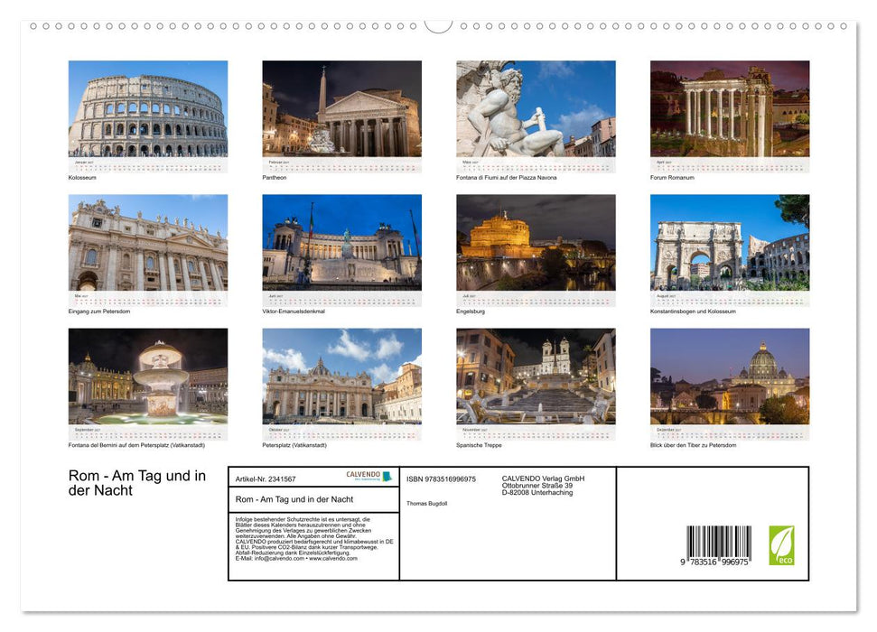 Rom - Am Tag und in der Nacht (CALVENDO Premium Wandkalender 2027)