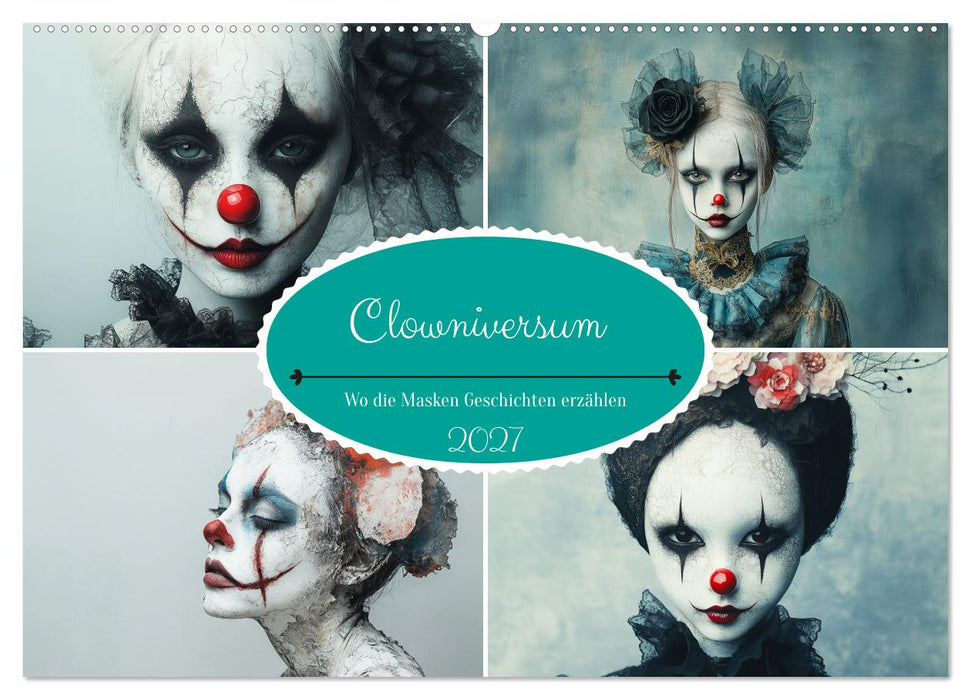 Clowniversum - Wo die Masken Geschichten erzählen (CALVENDO Wandkalender 2027)