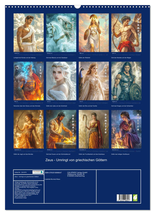 Zeus - Umringt von griechischen Göttern (CALVENDO Wandkalender 2027)