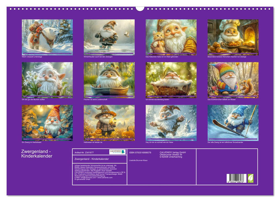 Zwergenland - Kinderkalender (CALVENDO Wandkalender 2027)