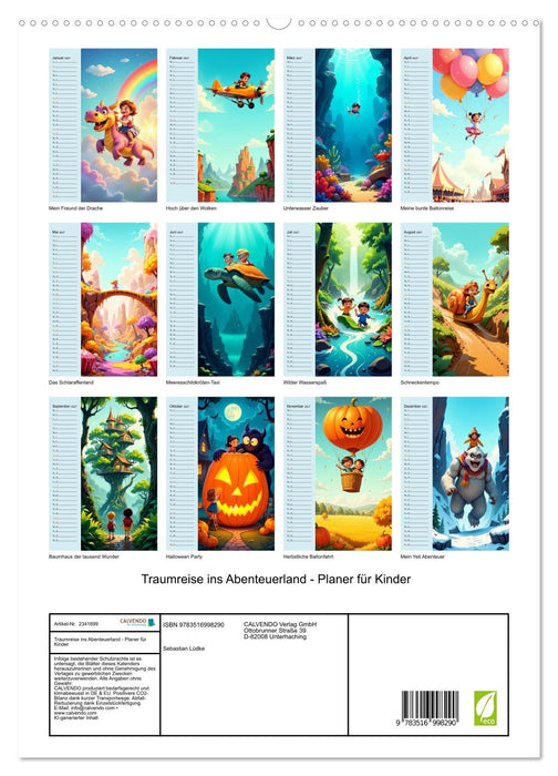 Traumreise ins Abenteuerland - Planer für Kinder (CALVENDO Premium Wandkalender 2027)