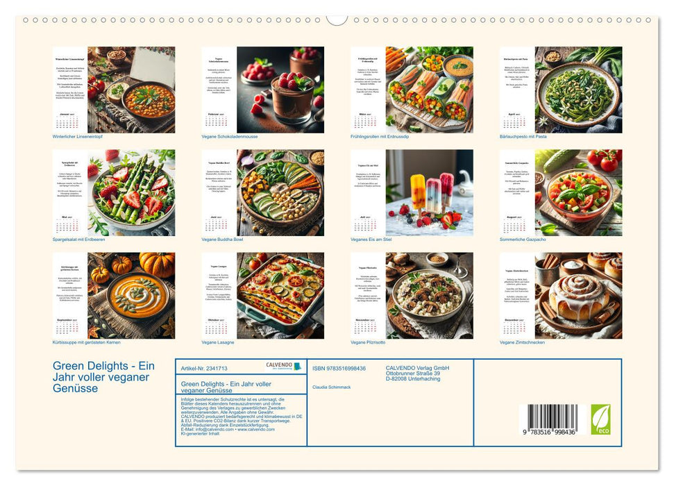 Green Delights - Ein Jahr voller veganer Genüsse (CALVENDO Premium Wandkalender 2027)