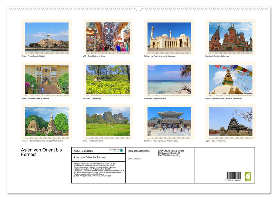 Asien von Orient bis Fernost (CALVENDO Wandkalender 2027)