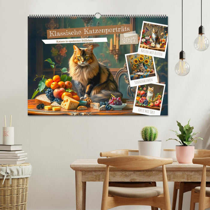 Klassische Katzenporträts - Katzen in opulenten Stillleben (CALVENDO Wandkalender 2027)