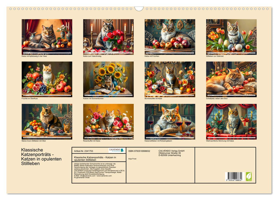 Klassische Katzenporträts - Katzen in opulenten Stillleben (CALVENDO Wandkalender 2027)