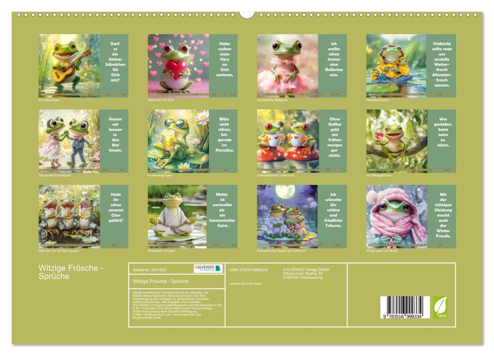 Witzige Frösche - Sprüche (CALVENDO Premium Wandkalender 2027)