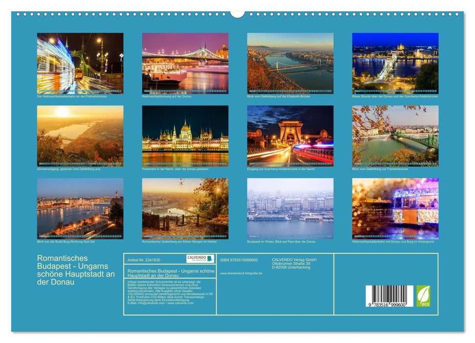 Romantisches Budapest - Ungarns schöne Hauptstadt an der Donau (CALVENDO Premium Wandkalender 2027)