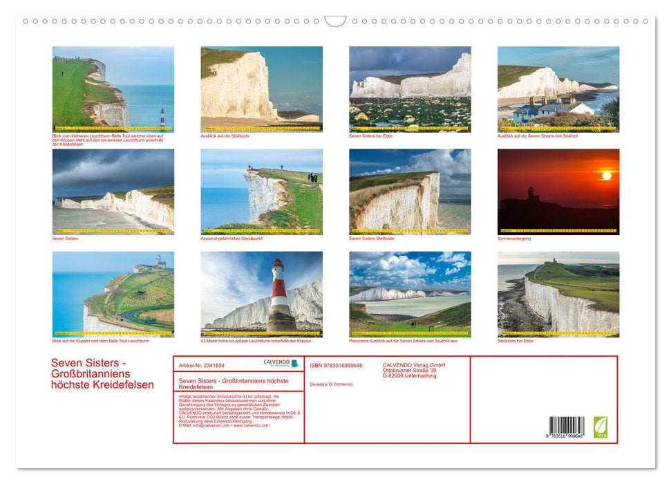 Seven Sisters - Großbritanniens höchste Kreidefelsen (CALVENDO Wandkalender 2027)