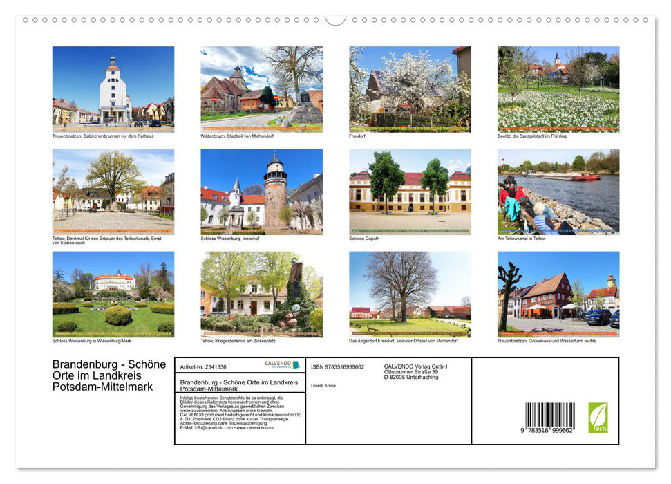 Brandenburg - Schöne Orte im Landkreis Potsdam-Mittelmark (CALVENDO Premium Wandkalender 2027)