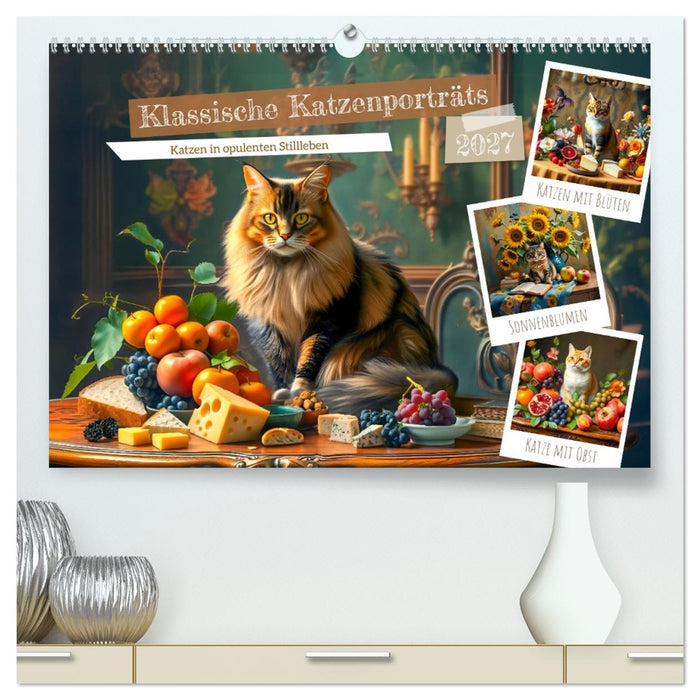 Klassische Katzenporträts - Katzen in opulenten Stillleben (CALVENDO Premium Wandkalender 2027)